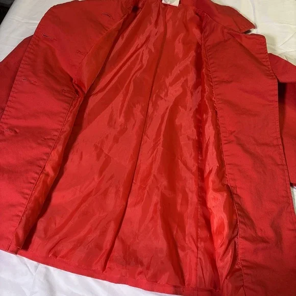 Girls 7/8 Crazy 8 Red Double Breasted Rain Coat Missing Tie belt pockets - Picture 6 of 6